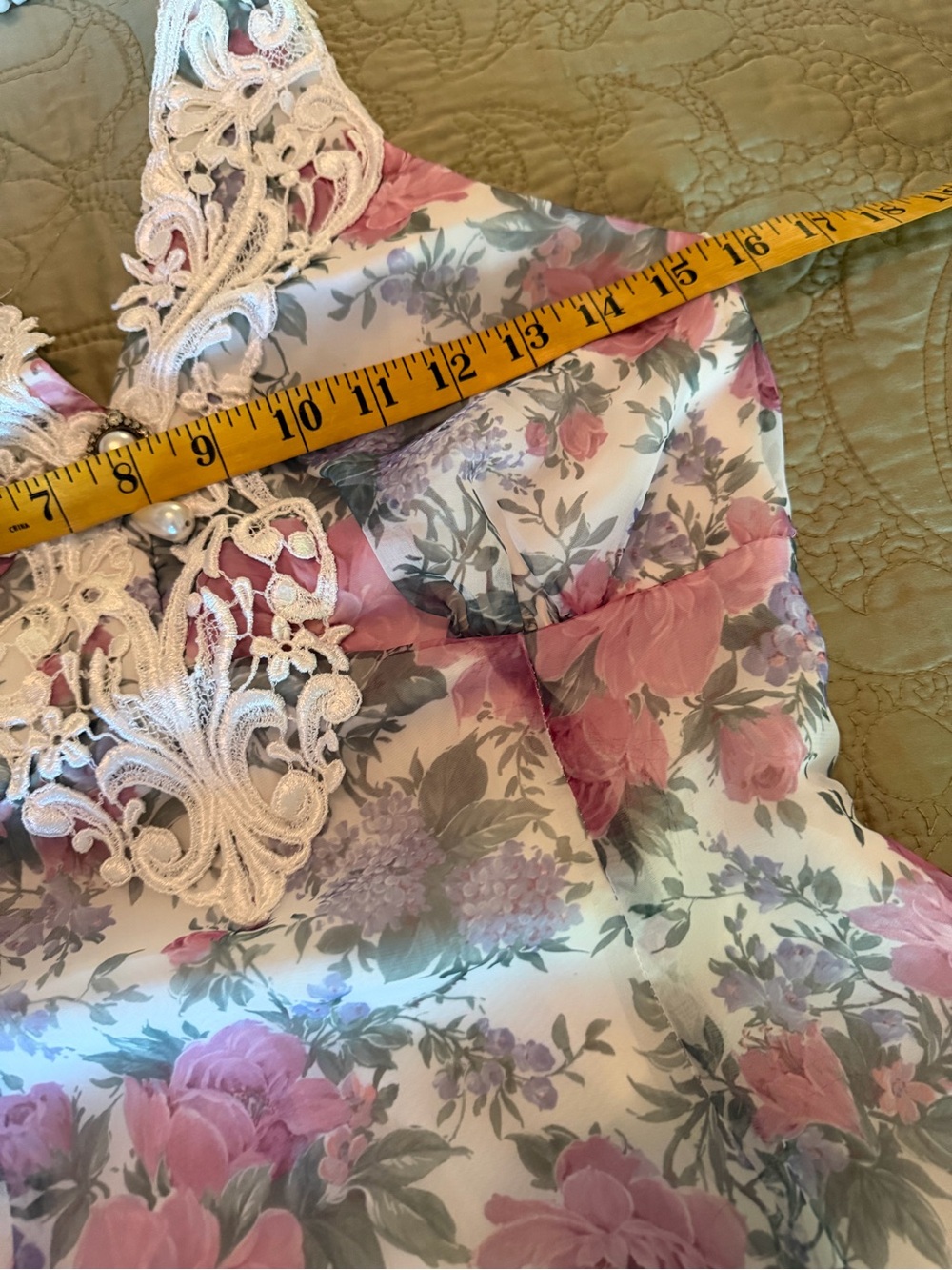 Vintage 90s Scott McClintock Floral Fairycore Halter Maxi Dress Lace, S - Picture 13 of 15